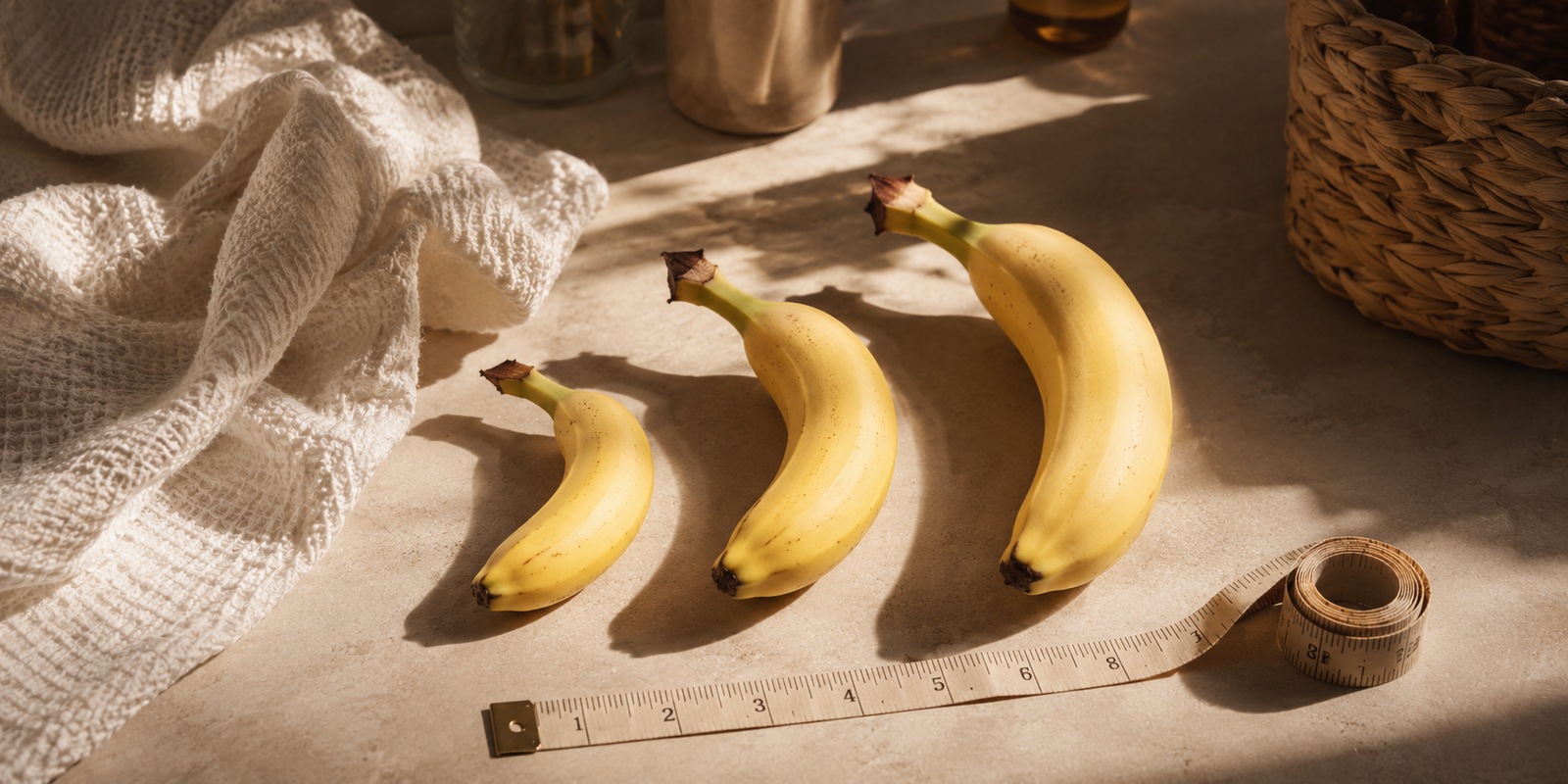 Banana size comparison with a measuring tape for choosing the right dildo size