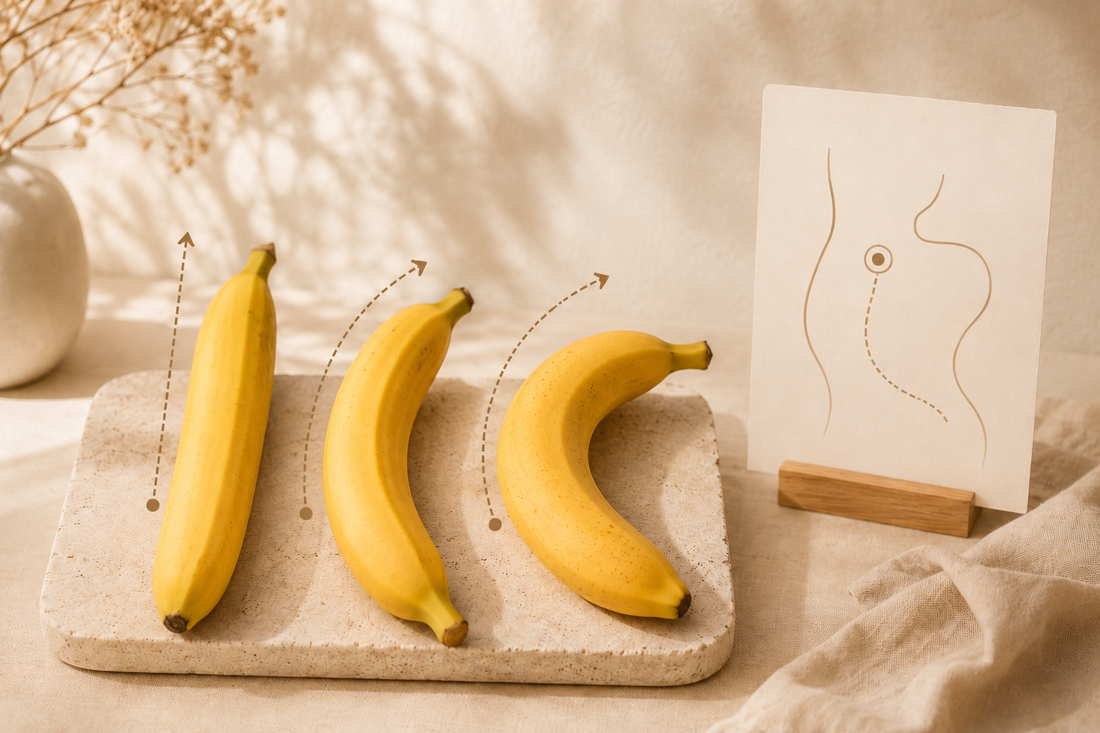 Bananas illustrating different dildo curves and angles for targeted stimulation