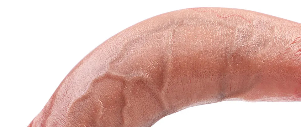 Close-up of Oppa realistic dildo shaft texture and vein detail