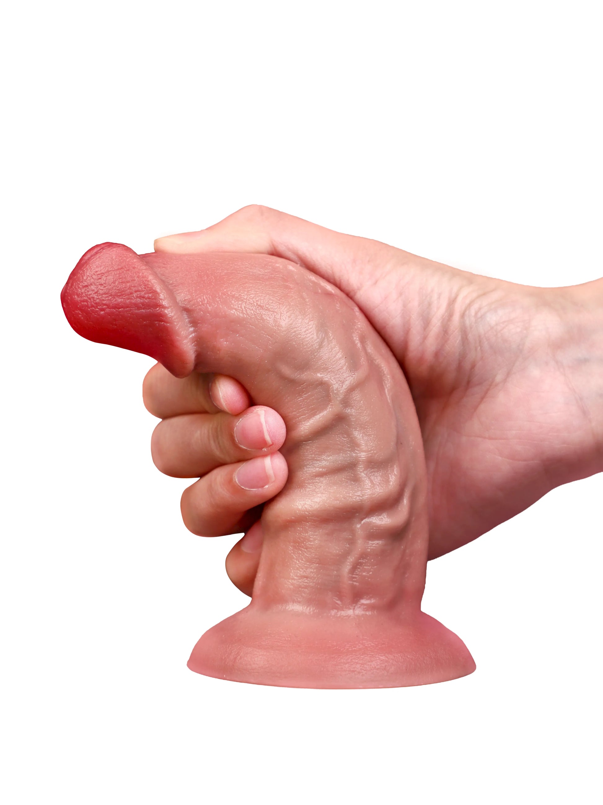 Hand bending the flexible Allen dildo