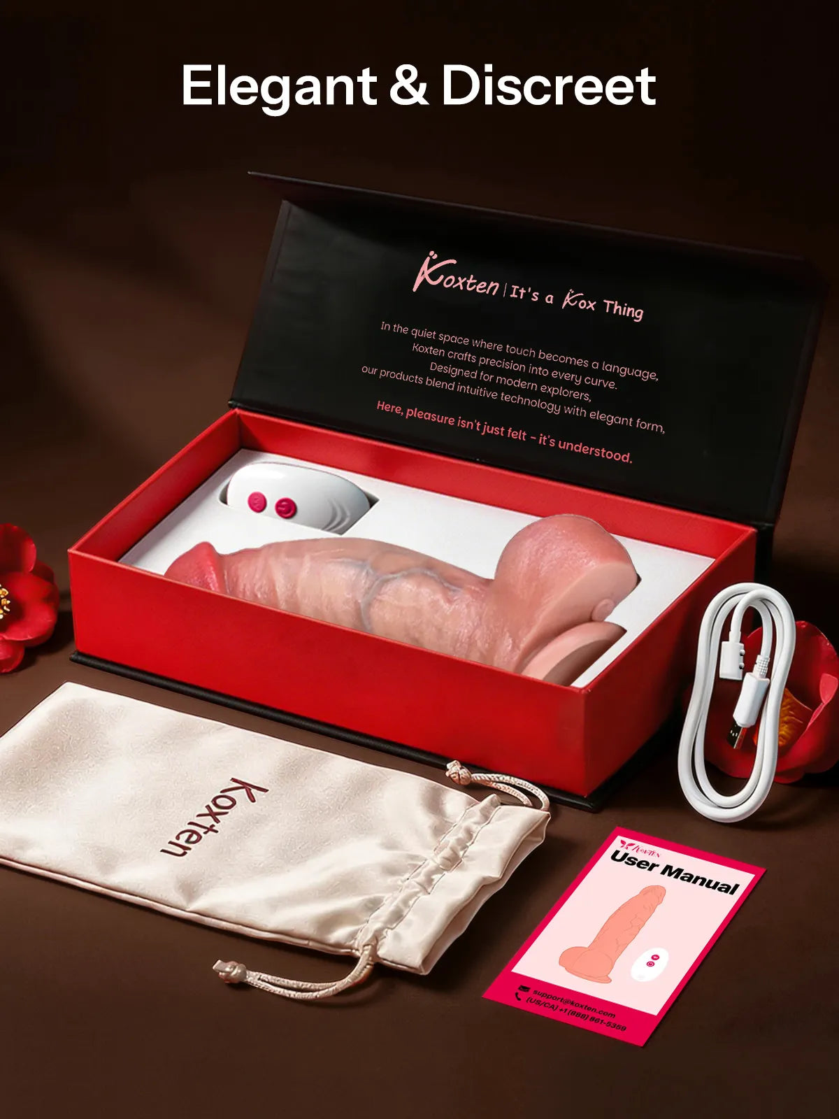 Goliath promotional graphic emphasizing an elegant, discreet design with gift-ready packaging.